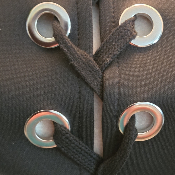 Sheilay Black Lace-Up Grommet Front Long Sleeve Mini Dress Women’s M Whimsigoth - Picture 7 of 12